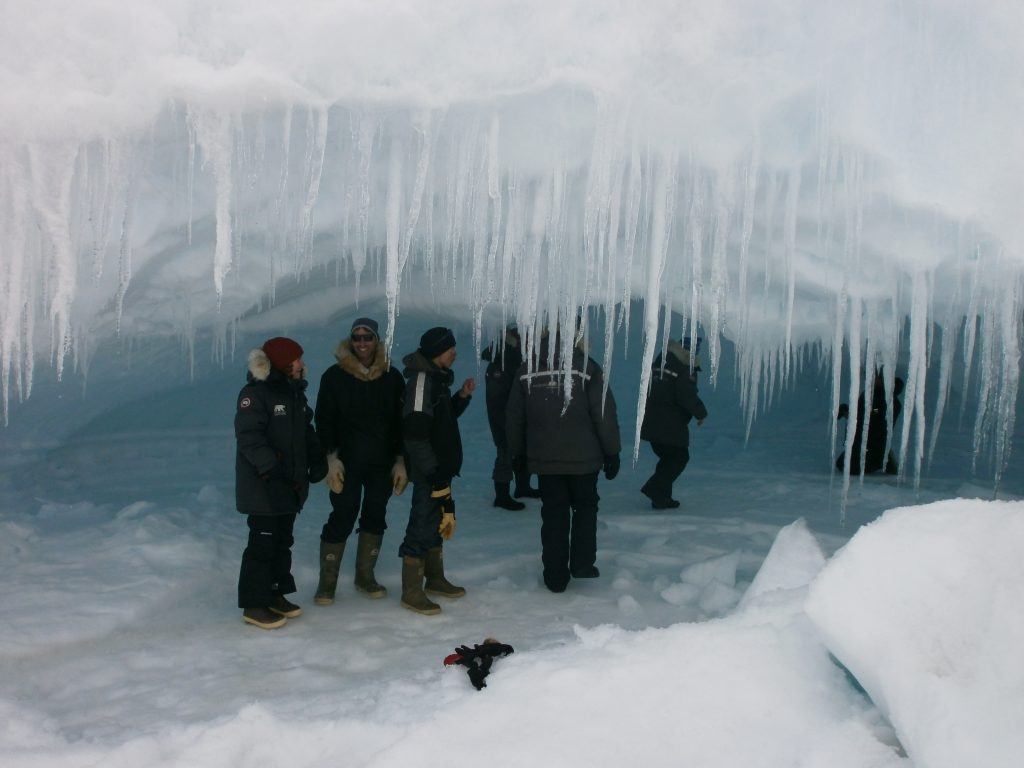 Inside an ice cave inside an iceberg on Baffin Island
