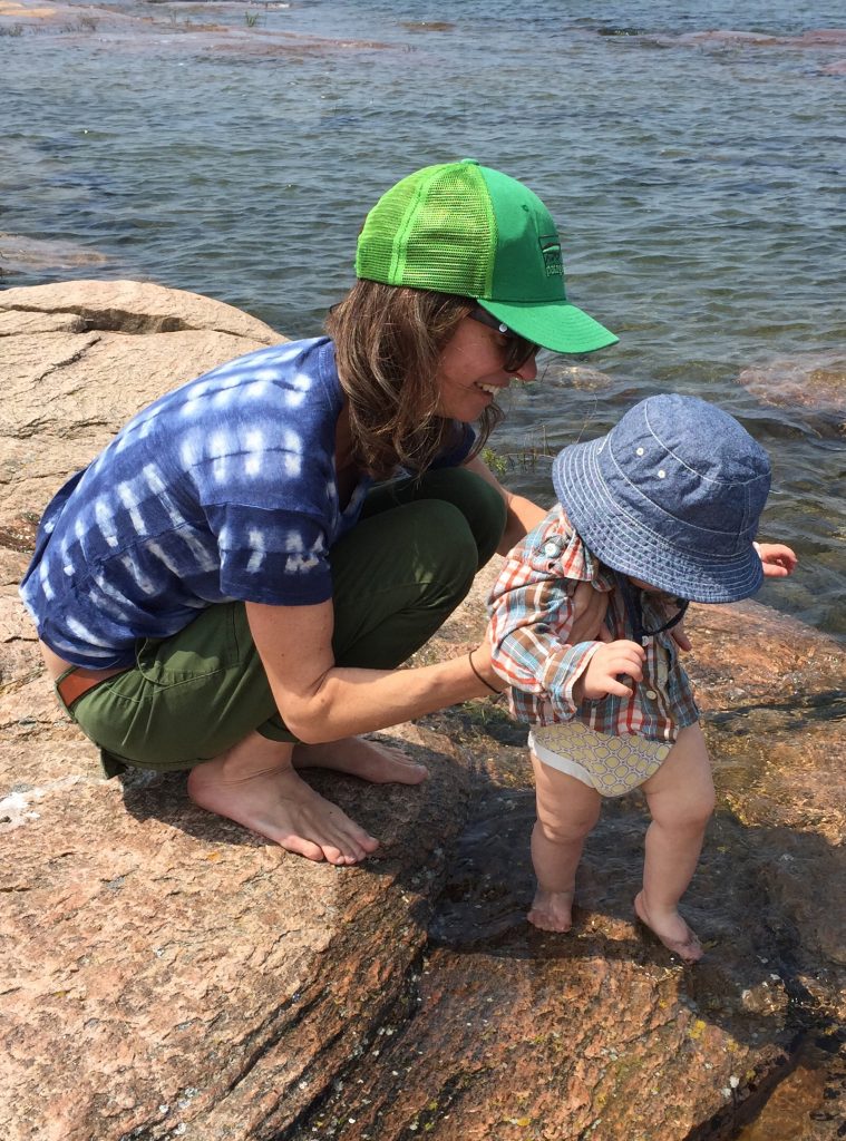 My son and I exploring the rocks and water along the shore of eastern Georgian Bay.