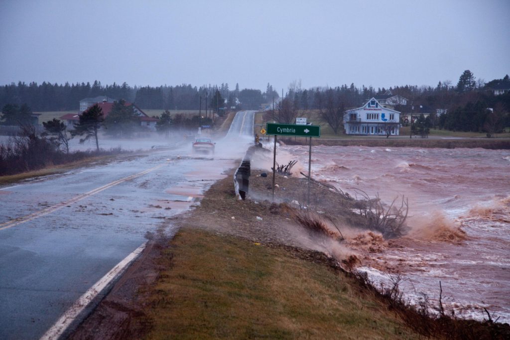 Coastal flooding on PEI, which is highly vulnerability to storm surges and sea level rise associated with climate change. Photo: Don Jardine