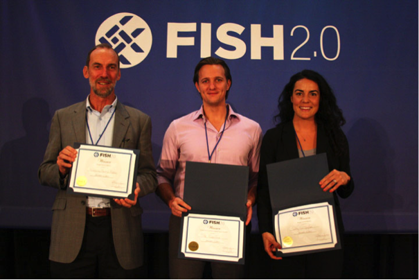 Fish 2.0 winners included Kampachi Farms Mexico, Nova Scotia’s SabrTech, and California’s Salty Girl Seafood. Photo: Fish 2.0