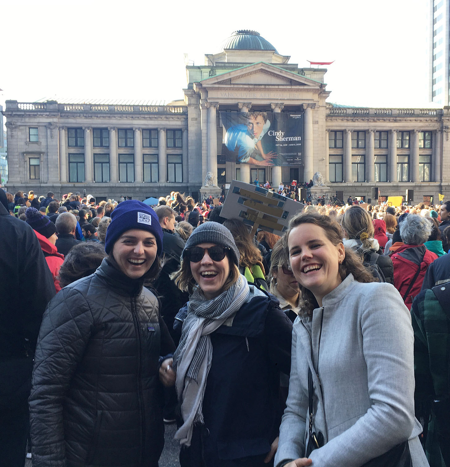 Strategic Grantmaking Coordinator Bridgitte Taylor, Senior Program Associate Shayla Walker, and Project Specialist Bruce Berghmans at the October 25 march for climate in Vancouver.