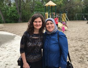 Together Project Director Anna Hill with a newcomer friend in High Park, Toronto, ON. Photo: Together Project.