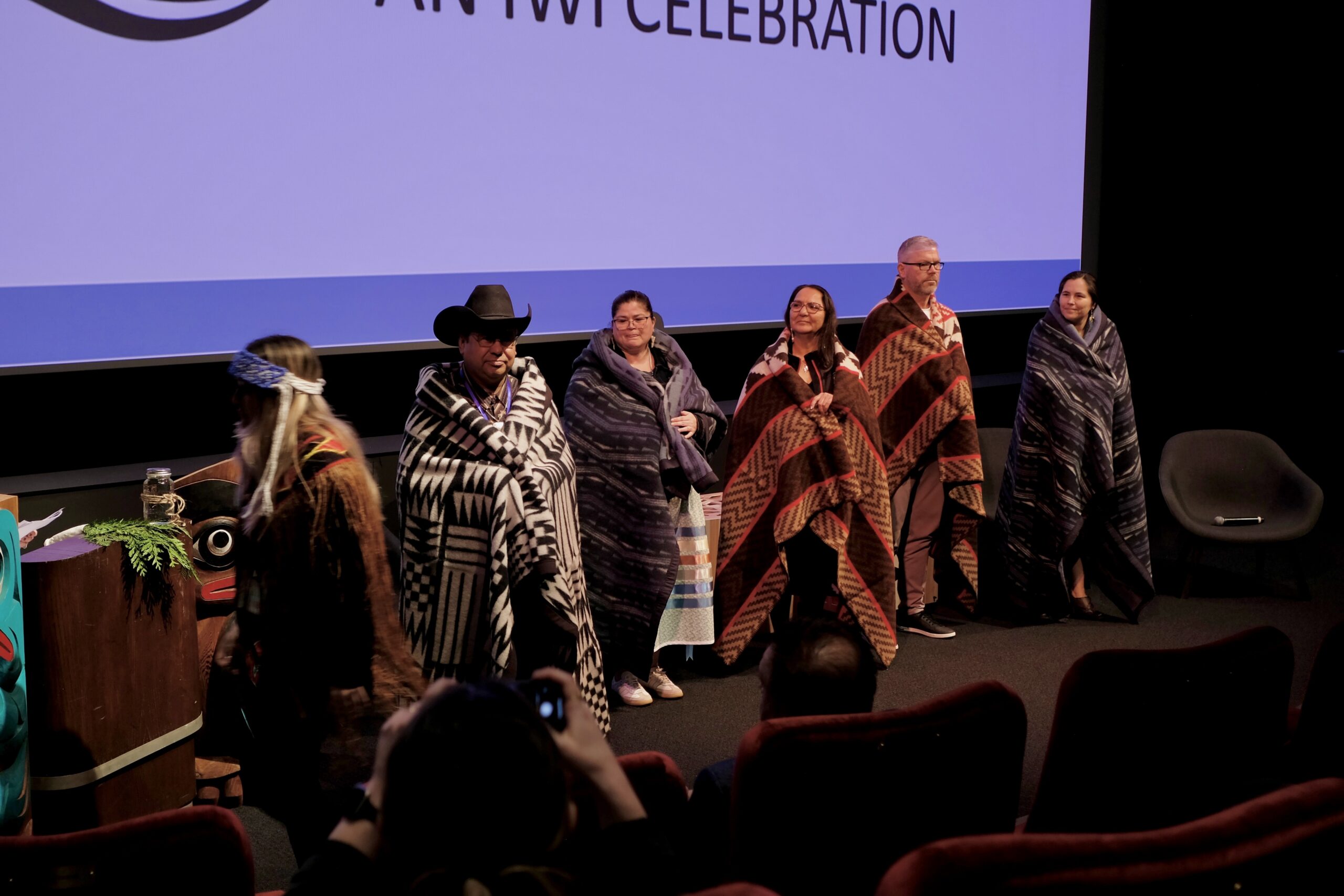 Blanketing ceremony for Indigenous Advisor members & staff, led by members of the Tsleil-Waututh Nation.