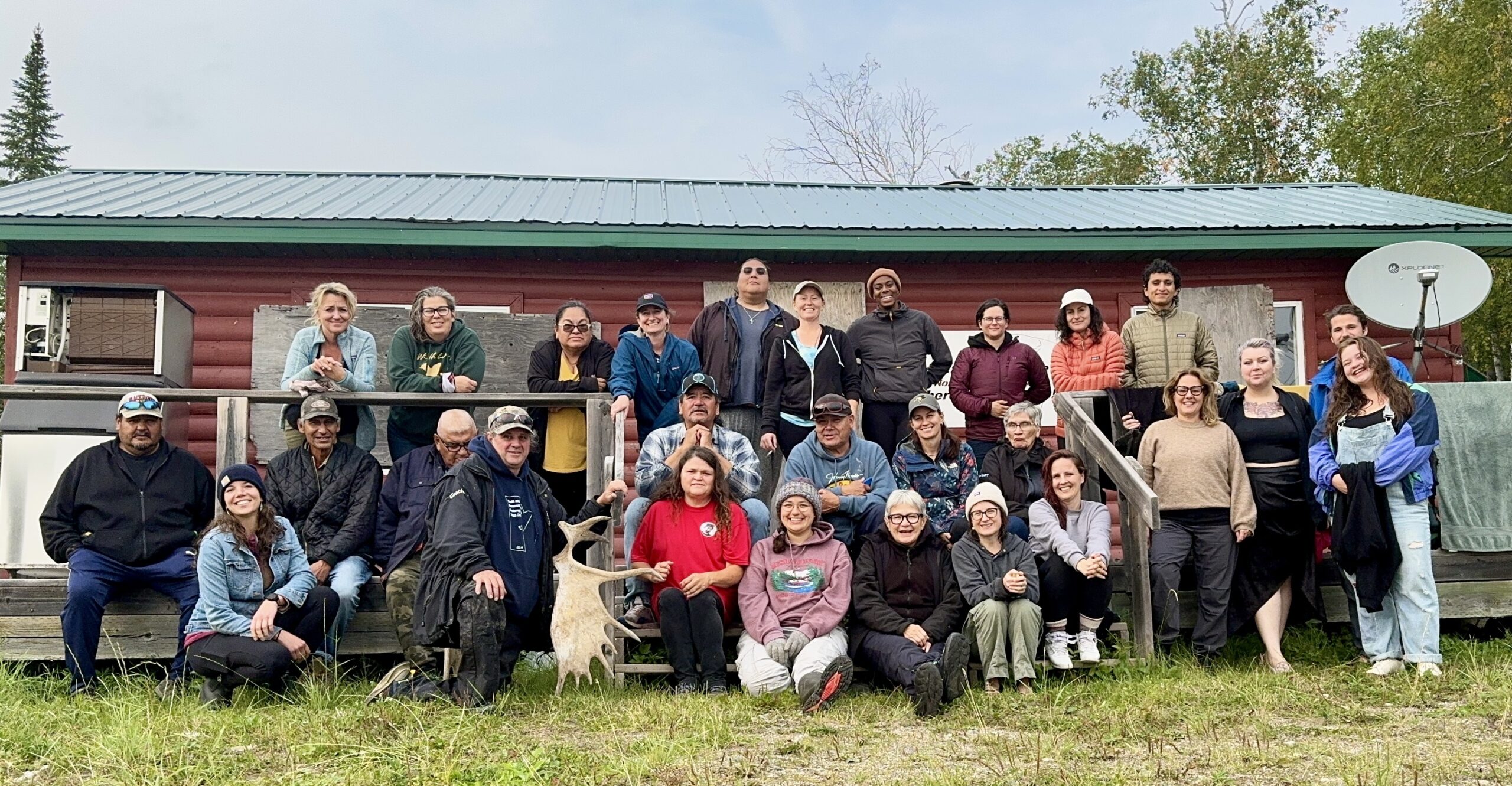 Northern Manitoba Food, Culture, and Community Collaborative staff, collaborators, Northern Advisors, and community members during a learning trip in Kinosao Sipi, Norway House Cree Nation in 2024.