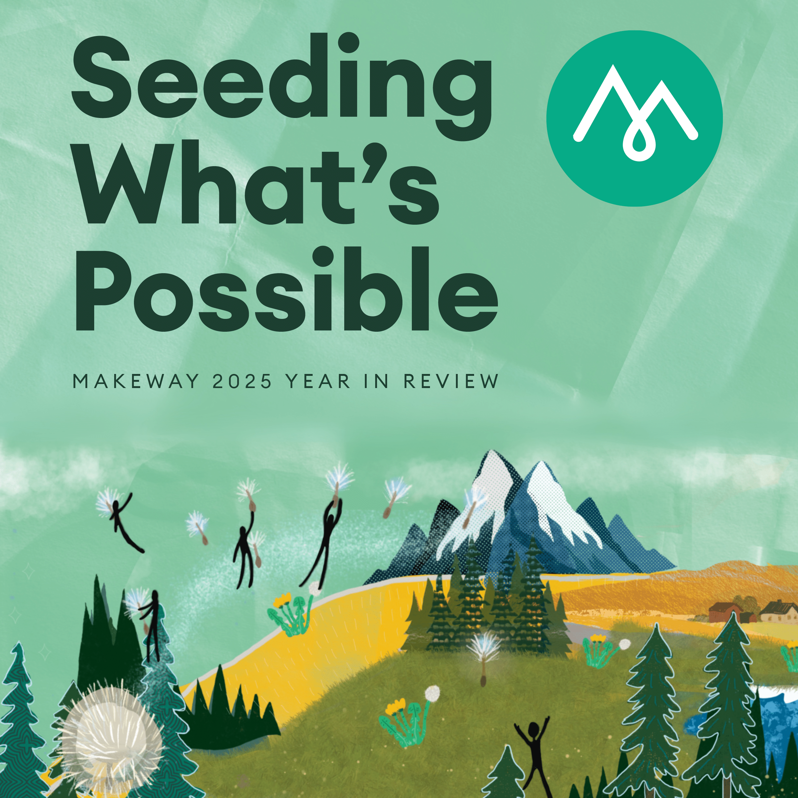 Front cover of MakeWay's 2025 Annual Report depicting a painted mountain landscape