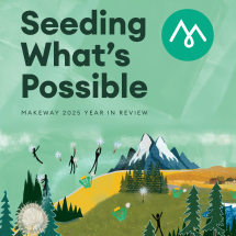 Front cover of MakeWay's 2025 Annual Report depicting a painted mountain landscape
